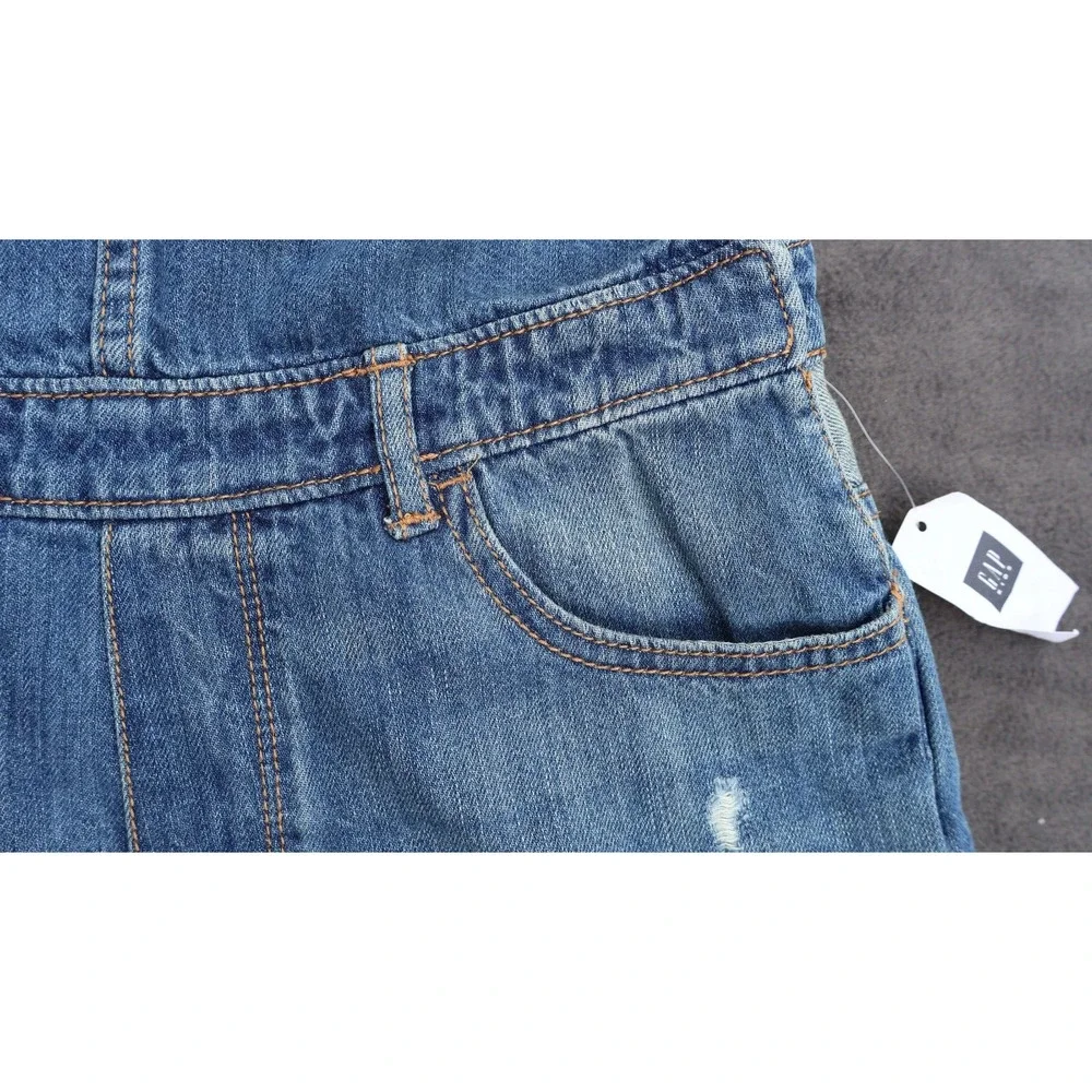 GAP denim overalls girls size XXL Inseam 28”. Unique and Distressed
